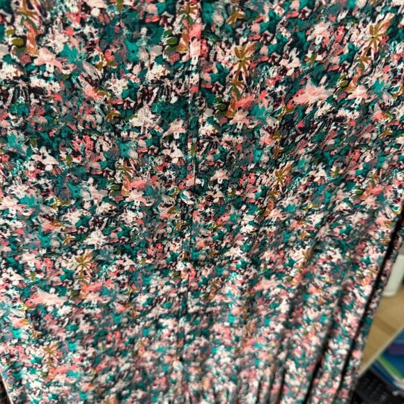 Nine West Womens Ditsy Floral Sleeveless Dress Small V-Neck Drop Waist Ruffle - Picture 8 of 11